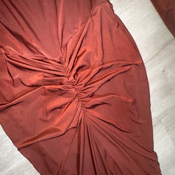 SHEIN Brown Long Sleeve Dress with Twist Detail - Picture 3 of 5